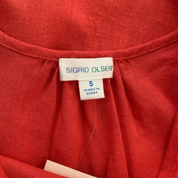 Sigrid Olsen Orange Linen Lace Dress NWT Small - Picture 2 of 7